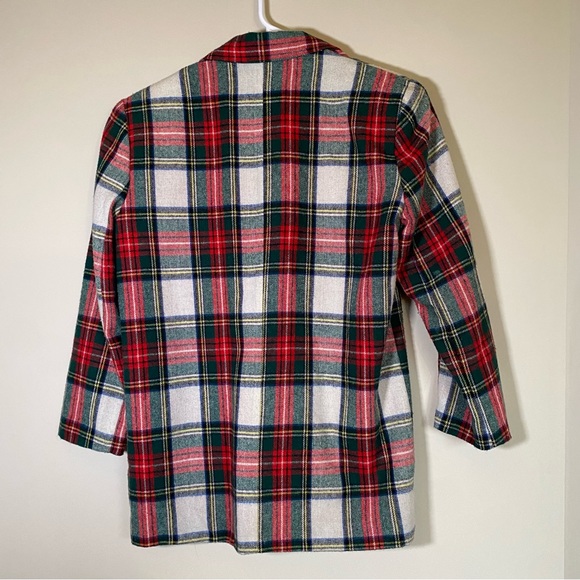 Chad Stevens tartan ivory plaid Christmas blazer open women’s small - Picture 7 of 12